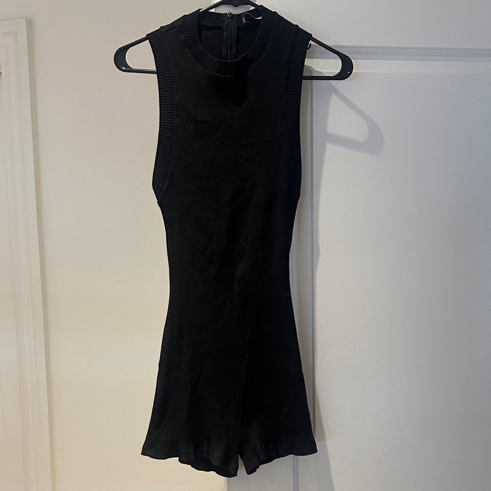 Sleeveless Black Knit romper